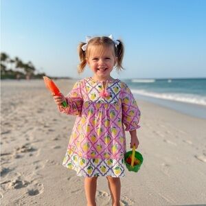 Mini Boden Kids Lemon Print Beach Cover Up Dress